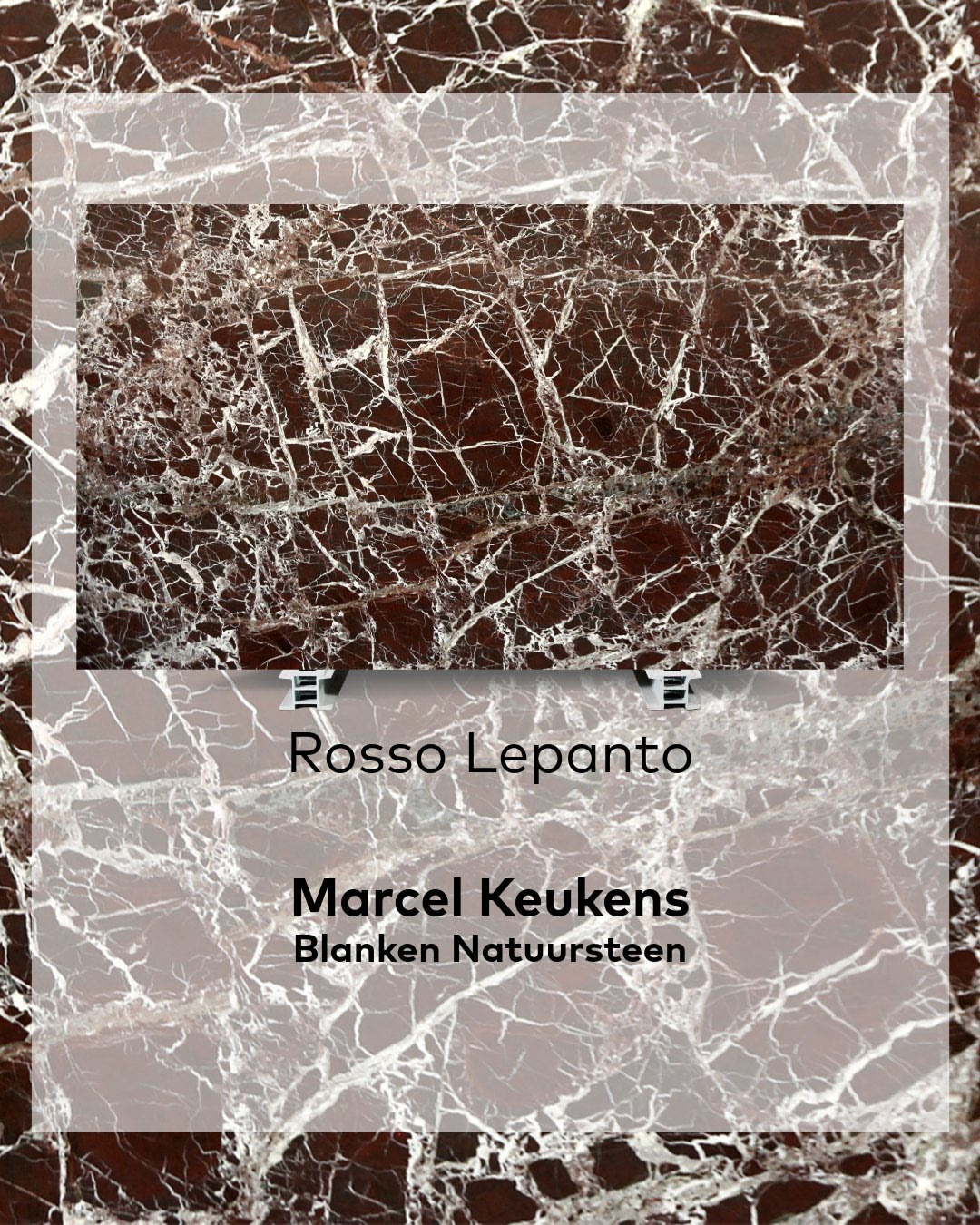 BILT.Living: presentatie van roodbruin Rosso Lepanto met witte aders bij Brachot, met vermelding van Marcel Keukens